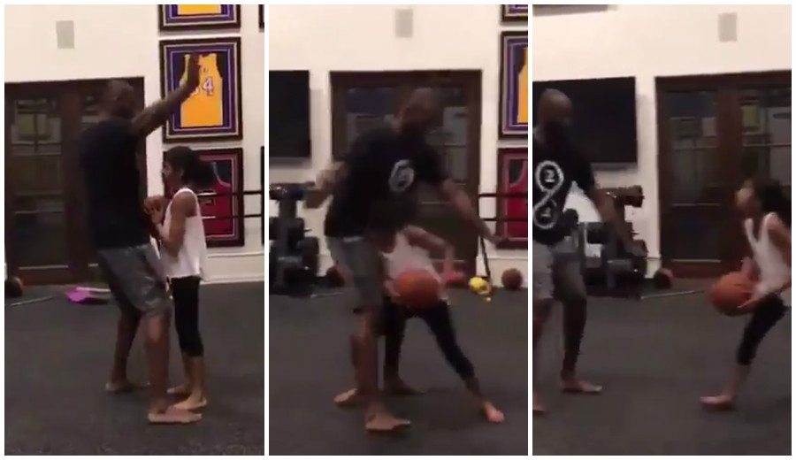 ¡Un profesor de lujo! Kobe Bryant enseña a una de sus hijas su mejor movimiento (Vídeo)