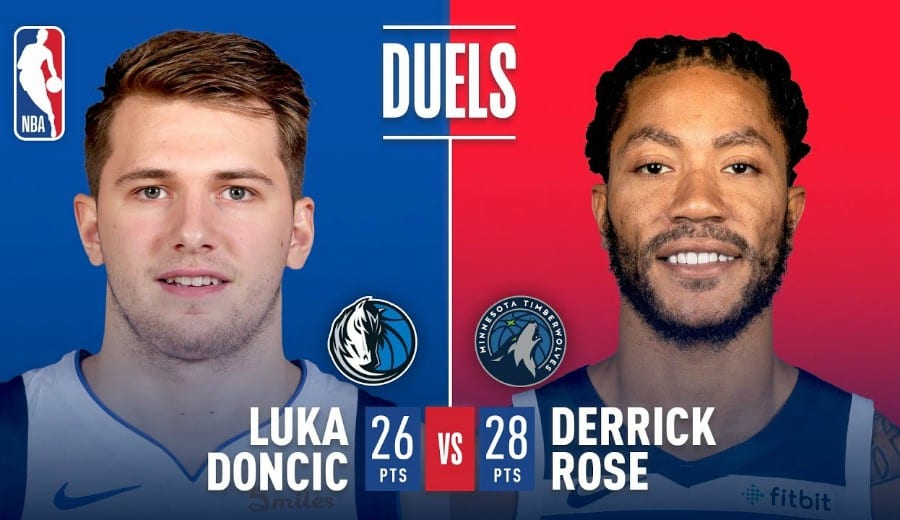 Duelo anotador entre Luka Doncic y Derrick Rose