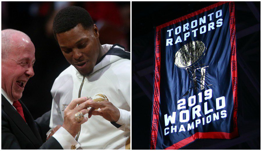 Los Toronto Raptors reciben su anillo de campeones